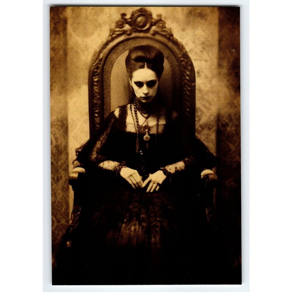 4x6 Gothic Halloween Portrait Photo Black Dress Vintage Style
